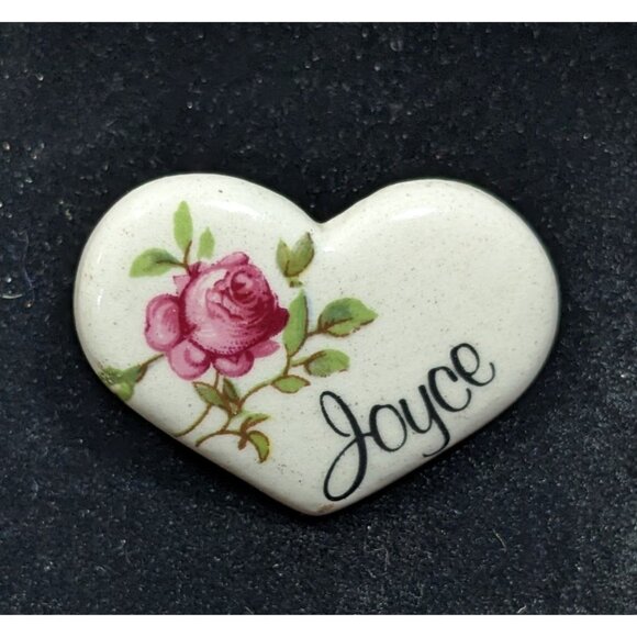 Vintage 80s Earthy Endeavors Heart Floral Joyce Pin - Picture 3 of 3